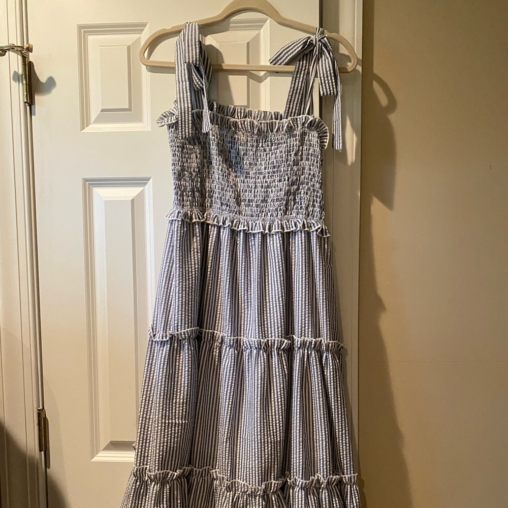 Simply Southern striped gingham maxi tiered dress.